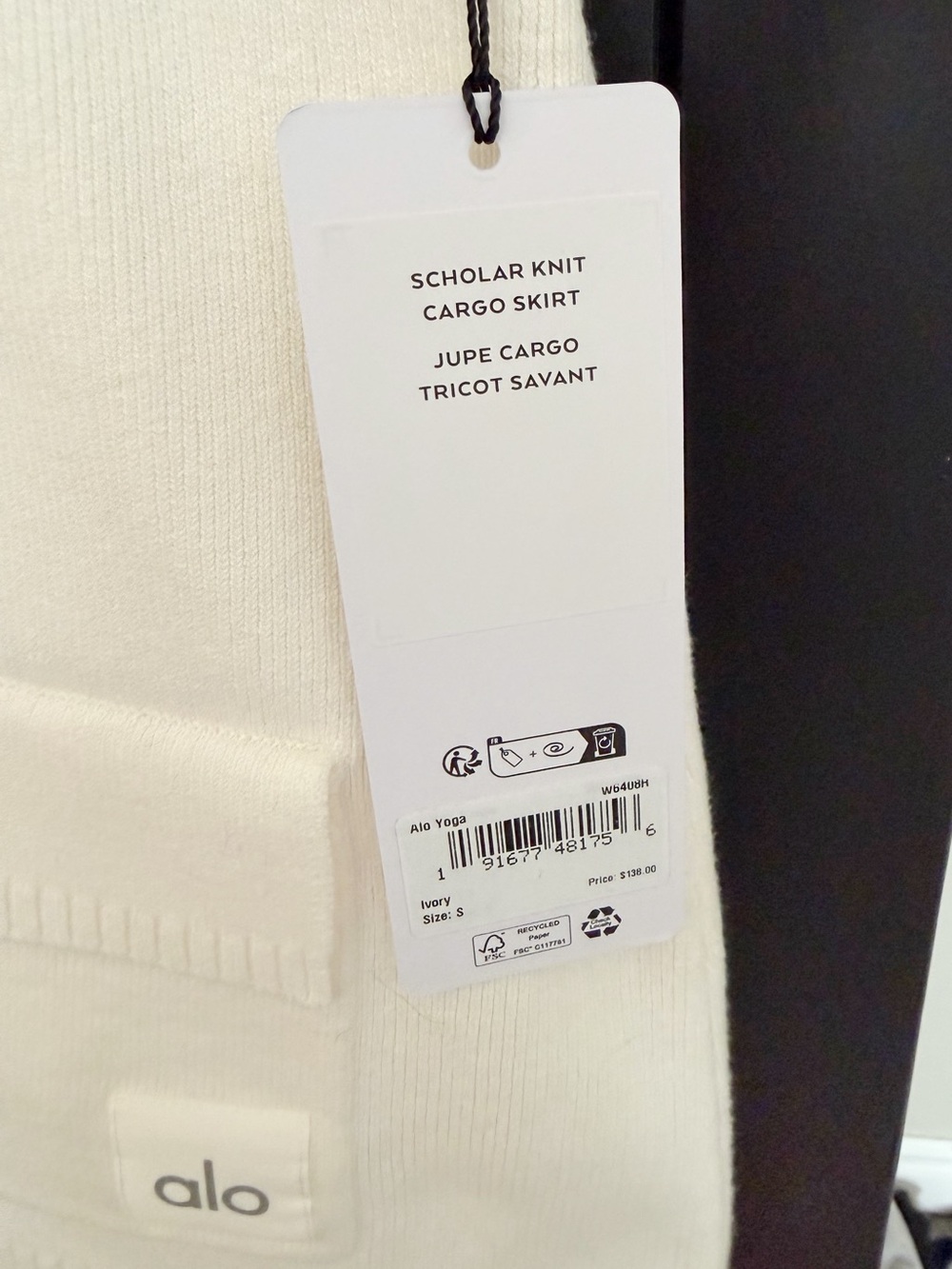 ALO Yoga Ivory Scholar Knit Cargo Skirt - Picture 8 of 8